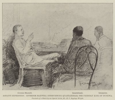 Expédition Ashanti, le gouverneur Maxwell interviewe Quantabissah, le roi ami de Dunkwa - Henry Charles Seppings Wright